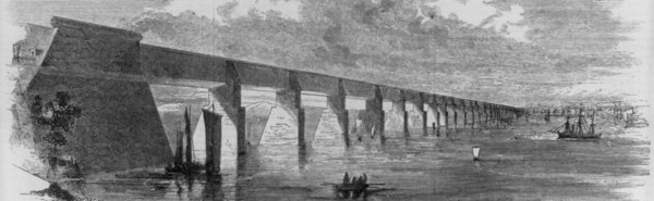 Great tubular bridge, etching. Via Library of Congress. PD.