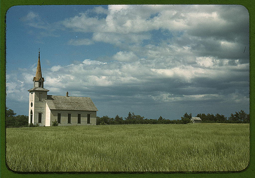 Church near Junction City, Kansas. c 1942. Vachon, John, photographer. US Library of Congress collection.