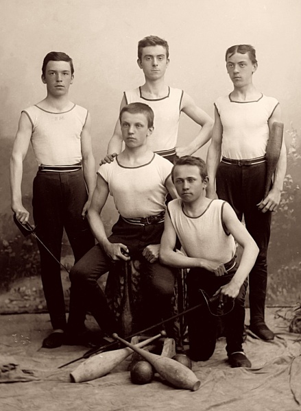 Group of members of Sokol club in sport costumes, approx. 1900 author: Šechtl and Voseček http://sechtl-vosecek.ucw.cz/cml/dir/group_photos_of_sokol.html Uploaded with approval of inheritors of the copyright
